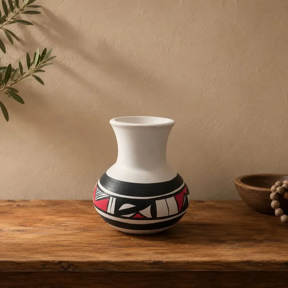 R. Galvan Handmade Mexican Art Vase Slip Polychrome Vessel Jar